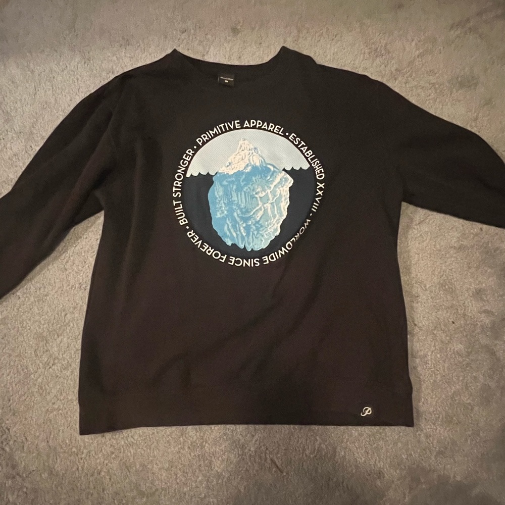 Primitive crew neck, size extra large, black with blue graphic
